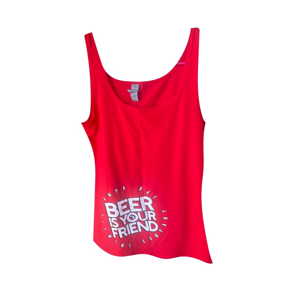 Red TBBC Tank top small beer is your friend